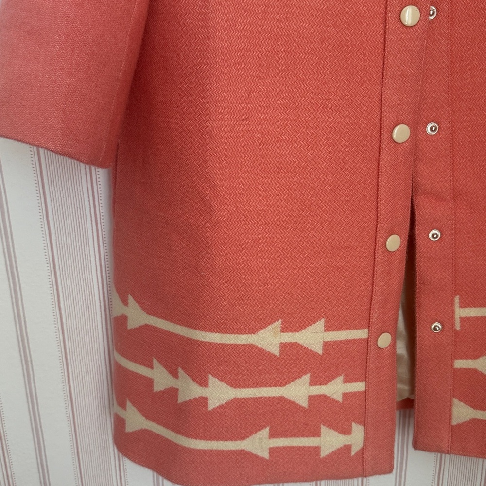 Coral Coat with Arrow Pattern Lauren moffat Anthropologie - Picture 3 of 6